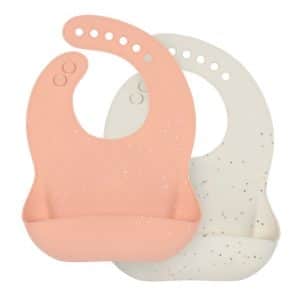 Lot 2 bavoirs silicone abricot - LASSIG