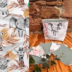 Lot 1 panière + 5 lingettes - JU CREATION