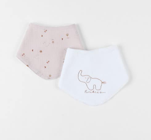Lot 2 bavoirs naissance MOKA - NOUKIES